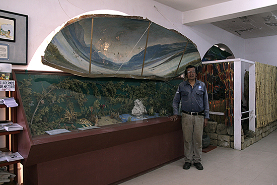 Genaro Amaro next to the prehistoric vitrine